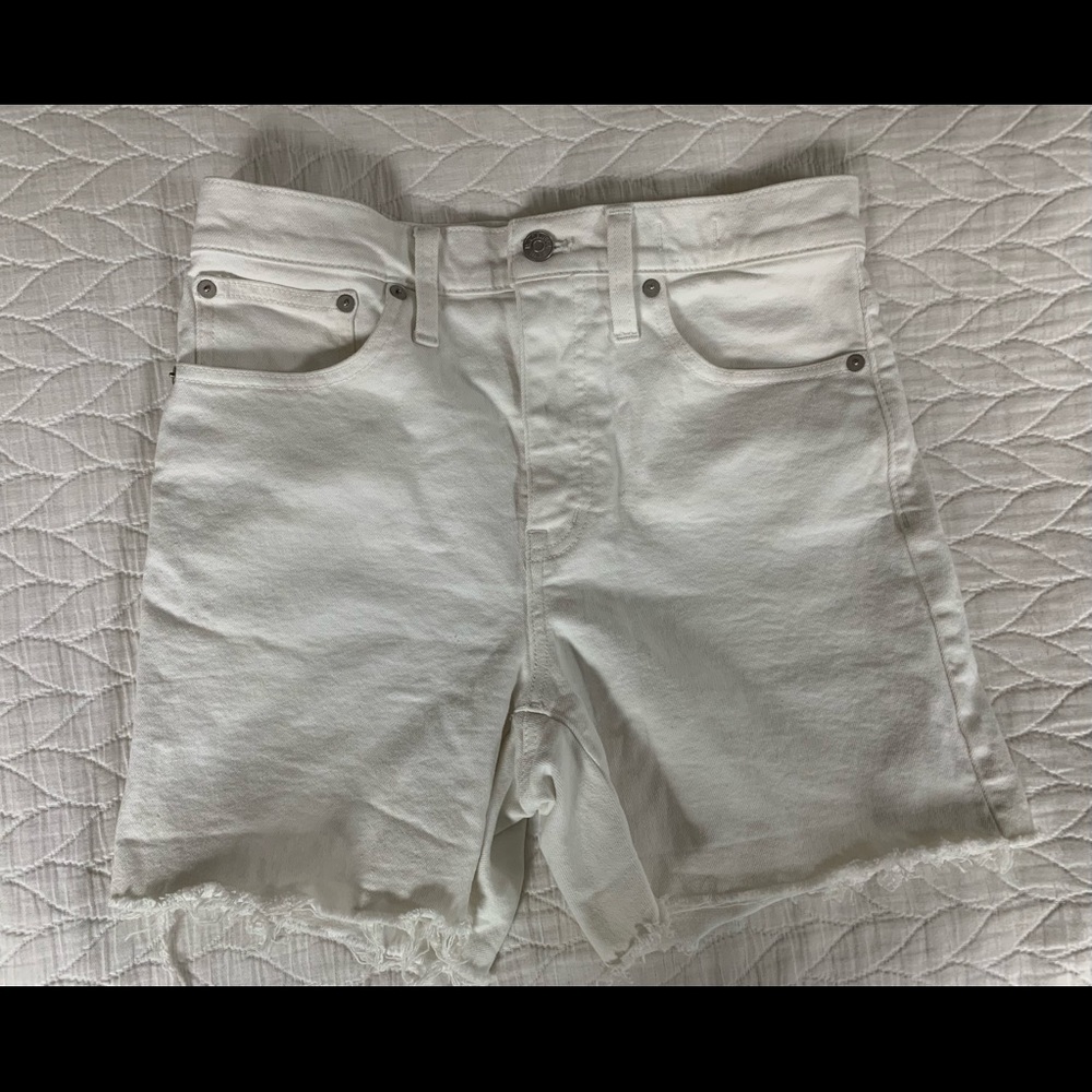 Madewell high rise denim shorts tile white sz 26